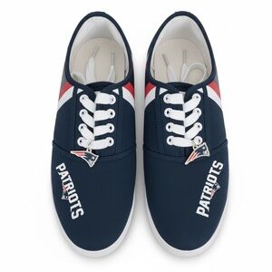 New England Patriots Canvas Sneakers NFL Gear Logo Navy Lace Up Shoes Size 8.5